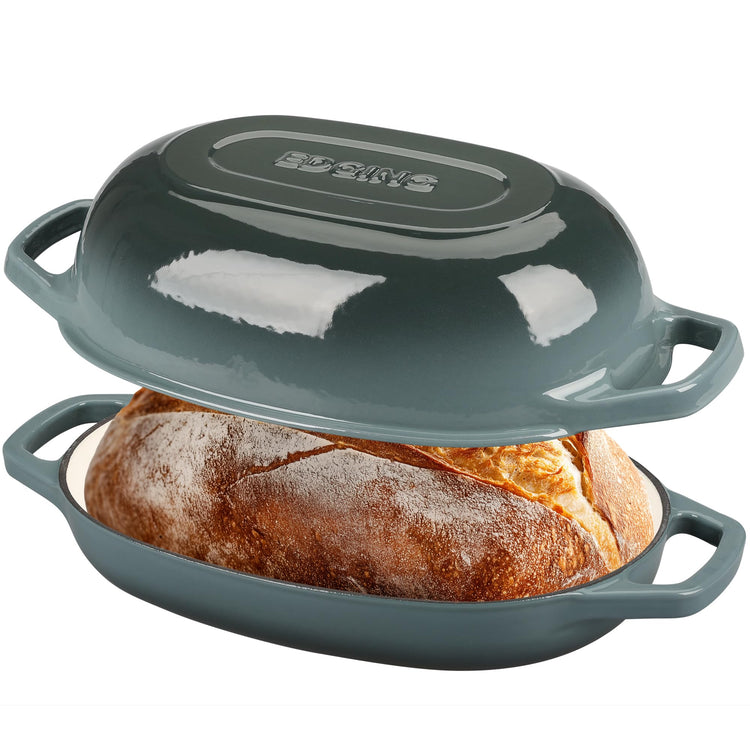 Enameled Cast Iron Oval Dutch Oven Pot with Lid