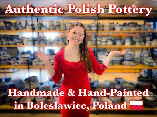 Polmedia Polish Pottery Rectangular Baker - Blue Poppies Pattern Handmade in Boleslawiec Poland by Ceramika Artystyczna + Certificate of Authenticity