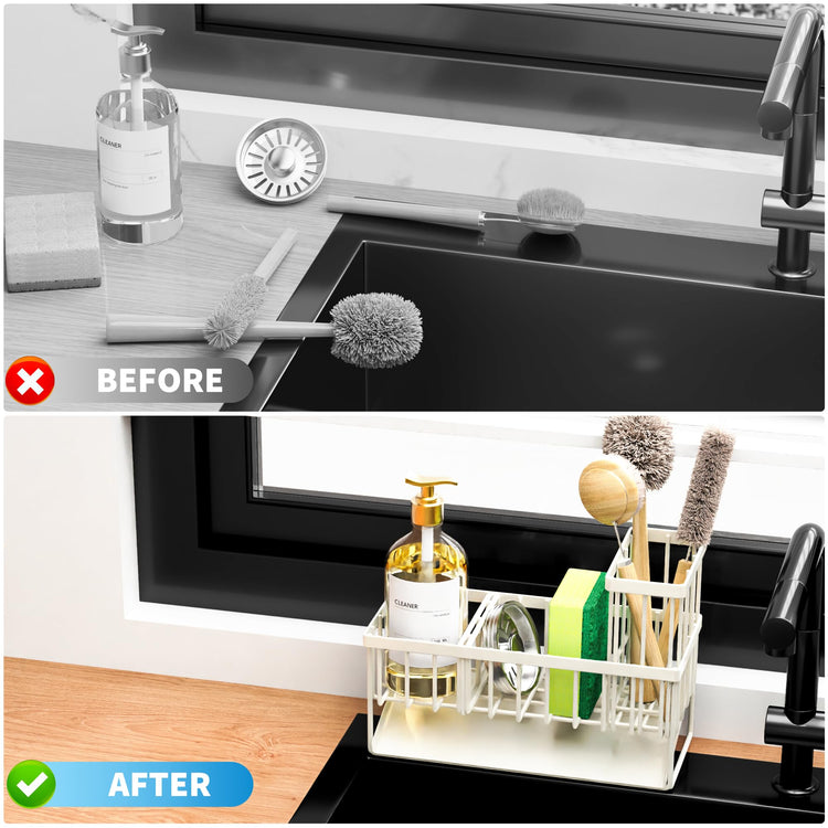 Off White Sponge Holder for Kitchen Sink