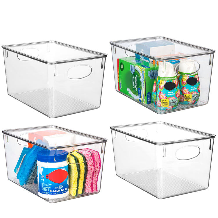 Plastic Storage Bins With lids (4 Count)