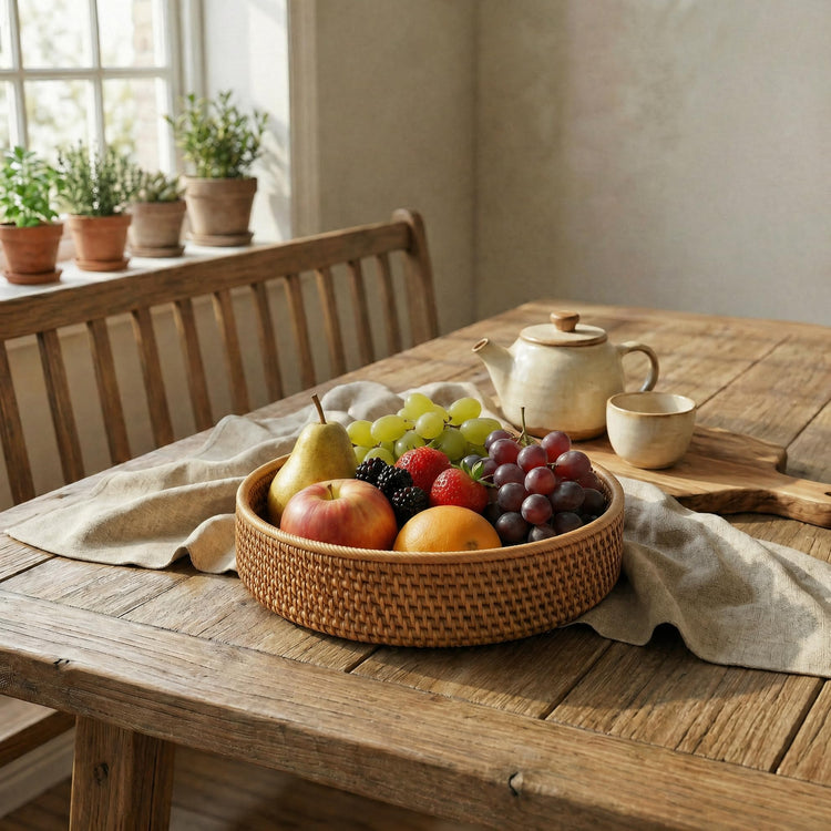 Fruit Basket Wicker Basket Rattan Fruit Bowls (3 Count)