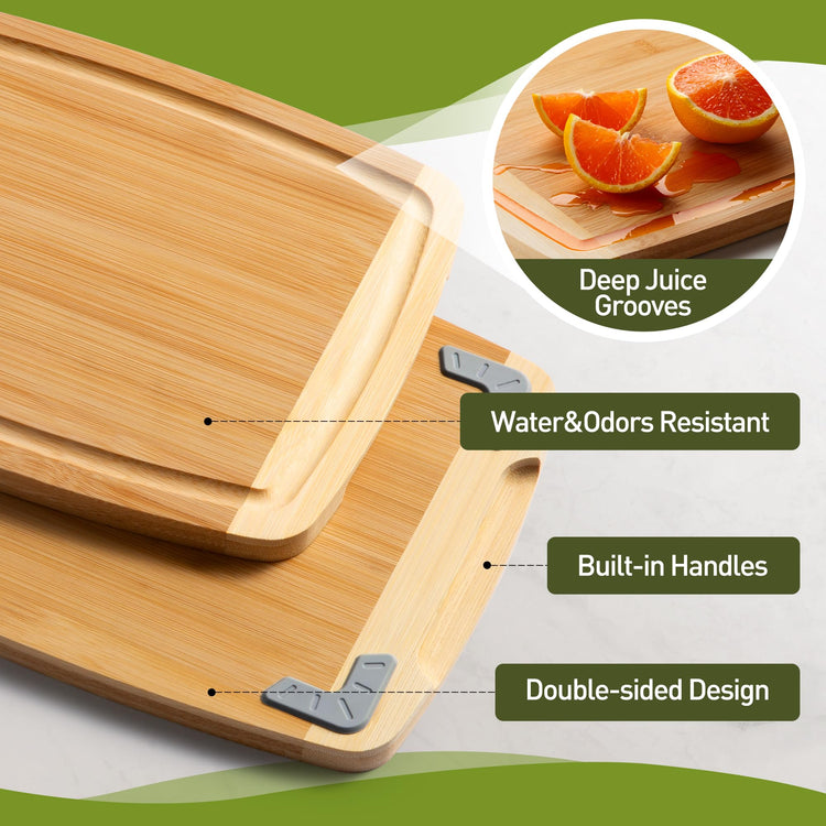 Bamboo Cutting Board Set Non Slip Feet Over Sink Brides Her Wedding Day Bridal Shower Engaged Engagement Hostess Couple Newly Wed House Christmas Married Future Mrs fiancee Unique Cool Gifts (2 Count)