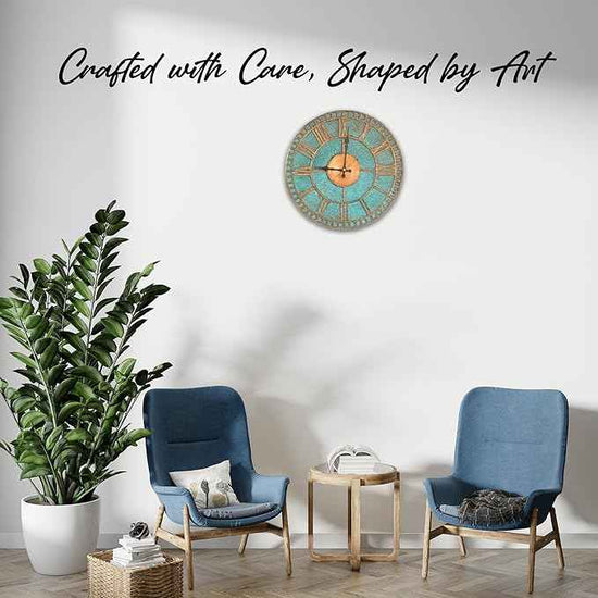 Handmade Copper Wall Clock Artisan Touch in Every Piece - Roman Glow Wall Decor Copper Clock for Living Room, Office, Kitchen & Bedroom (11 Inch)