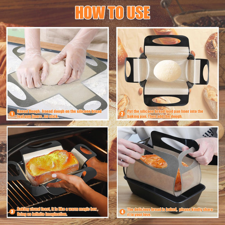 2Pcs Reusable Silicone Bread Loaf Pan Liner