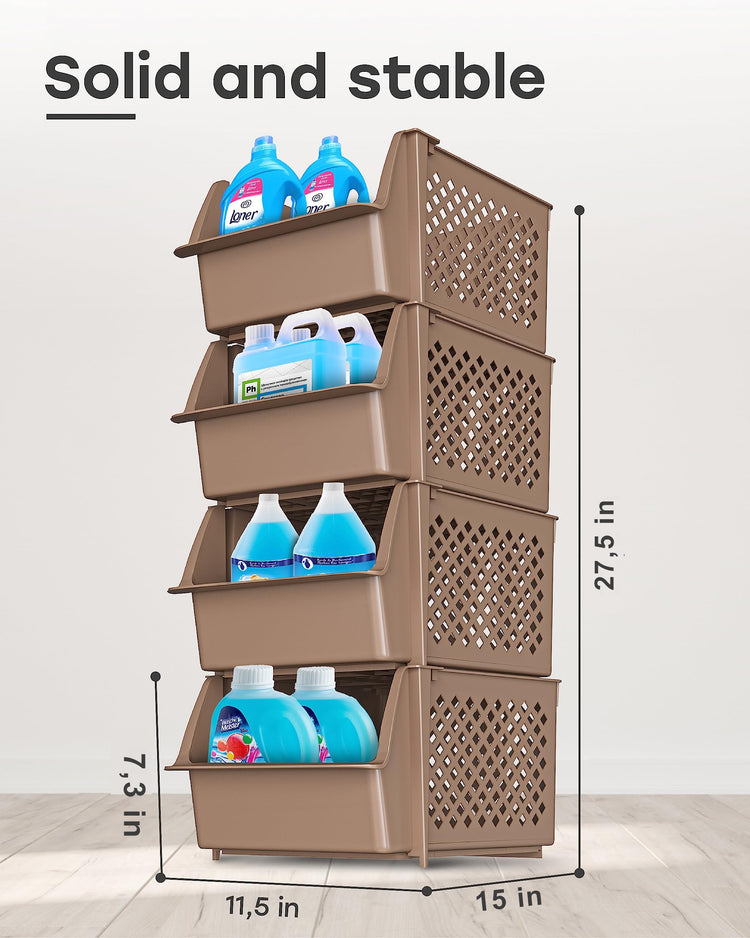 TidyFriend Plastic Stackable Storage Bins for Pantry (4 Count)