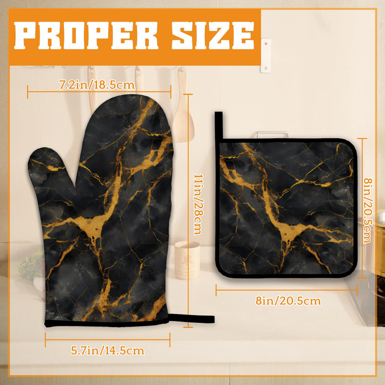 Marble Oven Mitts and Pot Holders Set (4 Count)