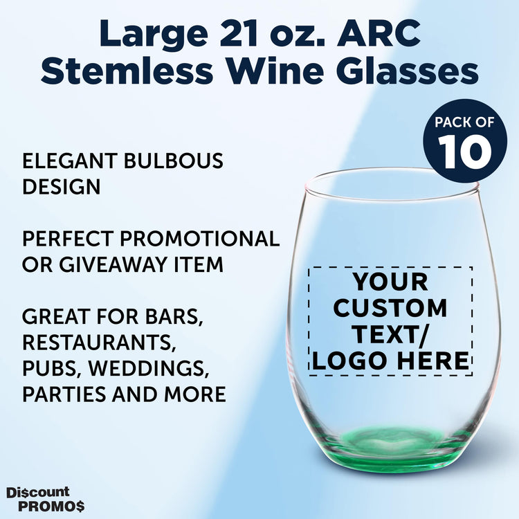 10 ARC Stemless Wine Glasses Set (10 Count)