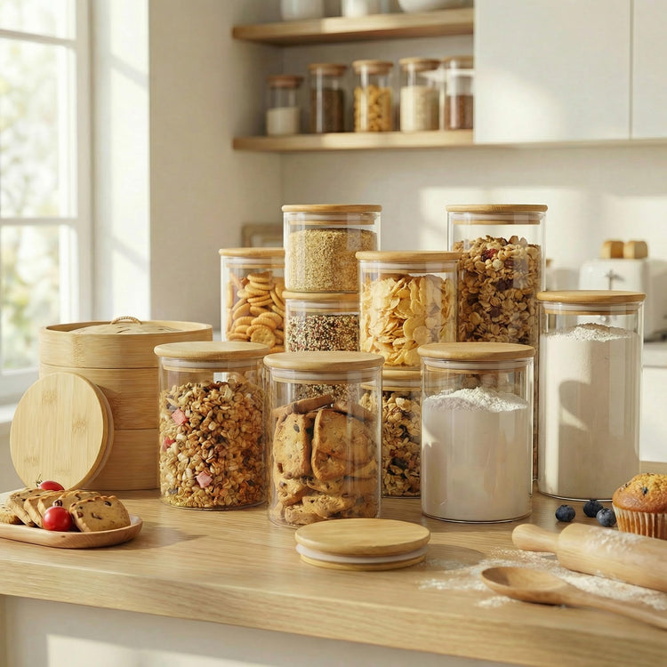 17 oz Glass Jars with Bamboo Lids (4 Count)