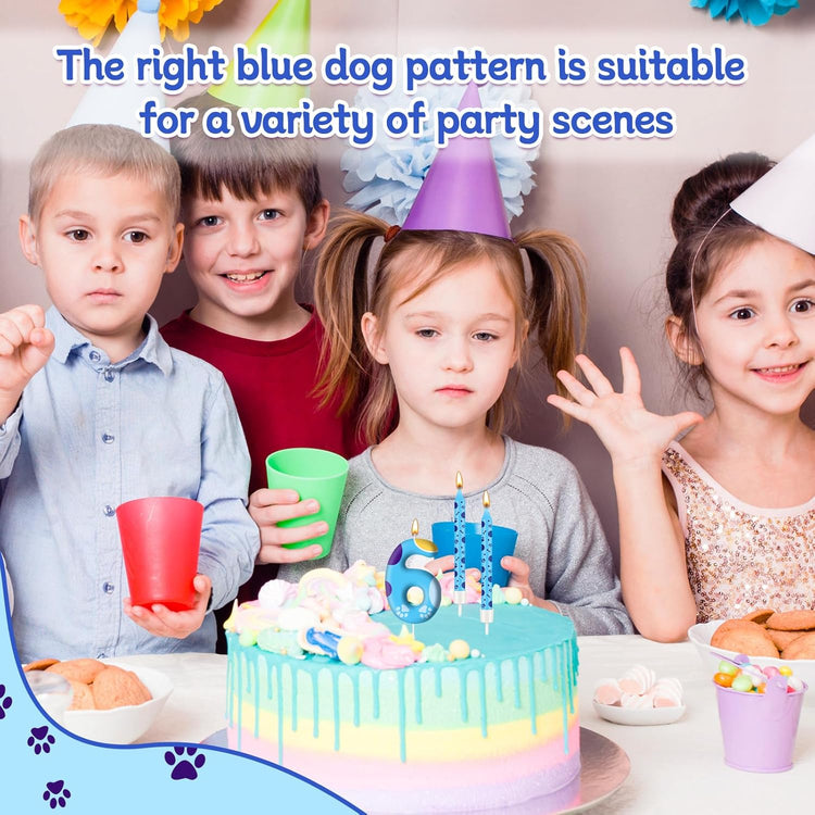 13PCS Blue Dog Paw Birthday Candles Set Cake Topper Numeral Birthday Candles for Boy Girl Dog Paw Decoration(Number 6)