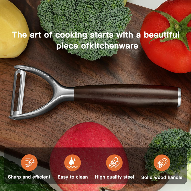 Premium Y Type 304 Stainless Steel Multifunctional Kitchen Peeler Real Wood Handle Ultra Sharp Blade Vegetable Potato Apple