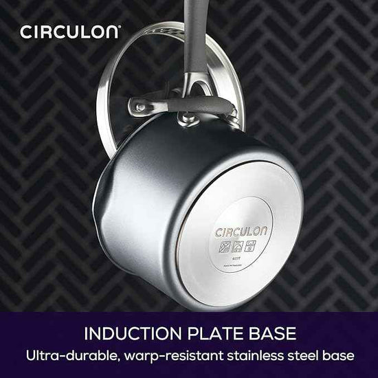 Circulon A1 Series with ScratchDefense Technology Nonstick Induction Straining Sauce Pan with Lid, 2 Quart, Graphite
