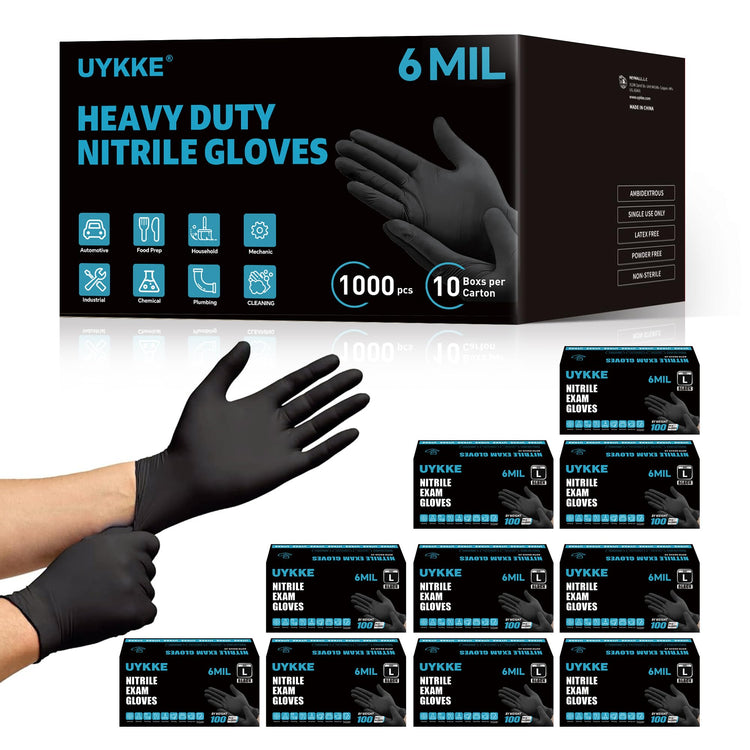 Gloves Nitrile Gloves Disposable Latex Rubber Black Gloves Black Nitrile Latex Gloves Medium Disposable Glove Rubber Nitrile Glove HEAVY DUTY 6 Mil Glove (1000 Count)