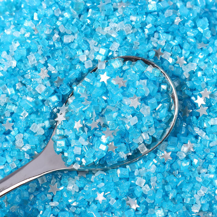 Sanding Sugar Edible Silver Glitter Stars Mix (3.5 Ounce)