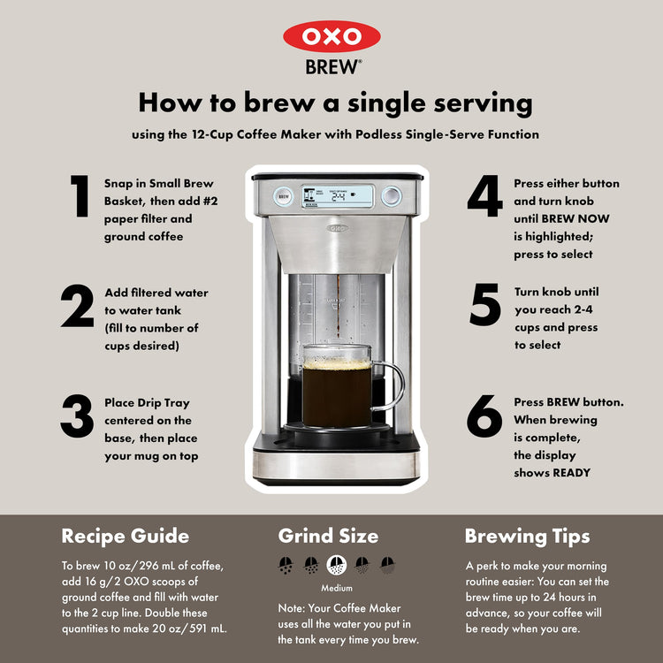 Brew 12 Cup Coffee Maker With Podless Single