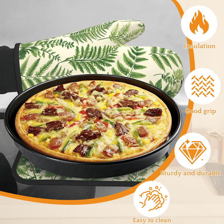 Fern Herbs Oven Mitts and Pot Holders Set (4 Count)
