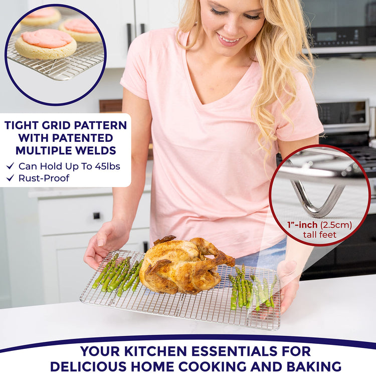 Jelly Roll Cooling Rack Stainless Steel Oven Safe Set of 2