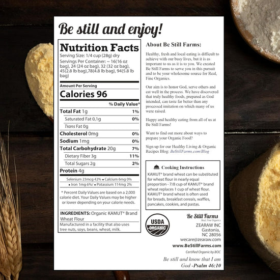Be Still Farms Kamut Flour Organic Bulk - Bread Flour for Baking (4.8 lb) Khorasan - Organic Whole Wheat Flour Unbleached - High in Fiber | USA Grown | USDA Certified | Vegan | Non-GMO - Nestoria