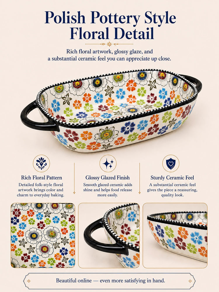 2 Piece Polish Pottery Style Ceramic Baking Dish Set (2 Count)