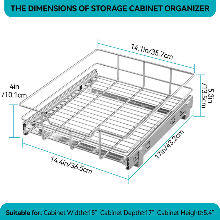 Pull Out Cabinet Organizer 15" W X 17" D