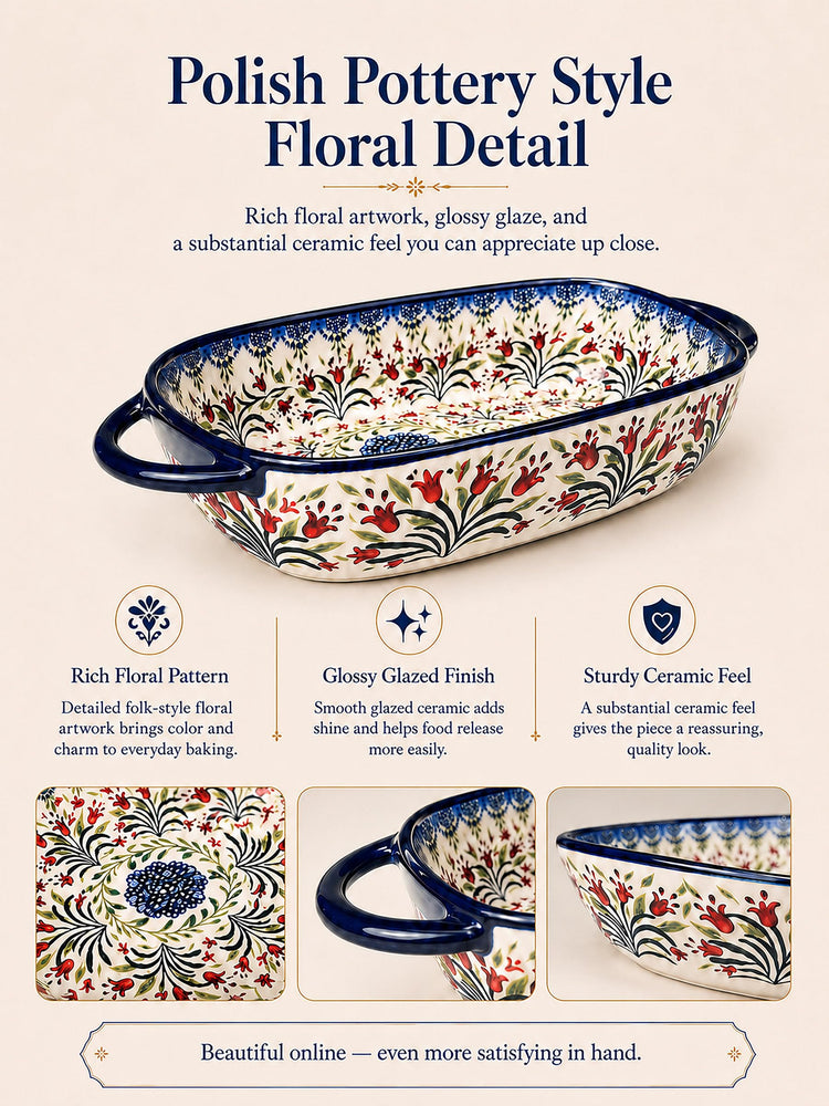 2 Piece Polish Pottery Style Ceramic Baking Dish Set (2 Count)