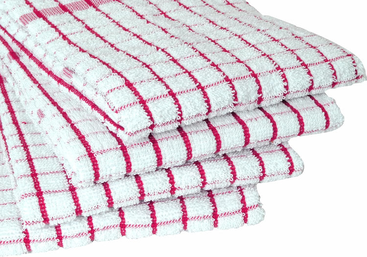 AMOUR INFINI Kitchen Towels Set of 4 - Highly Absorbent, Super Soft Terry Cotton 20x28 Inch Dish Towels with Hanging Loop - Hand & Tea Towels for Cleaning & Drying Dishes (Pink) - Nestoria