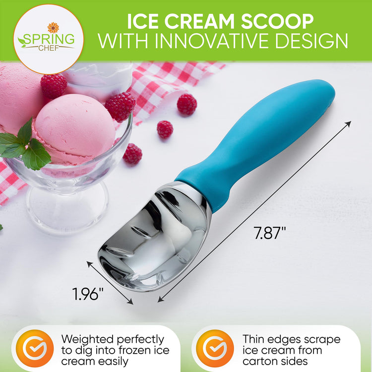 Heavy Duty Metal Ice Cream Scoop with Soft Grip Handle