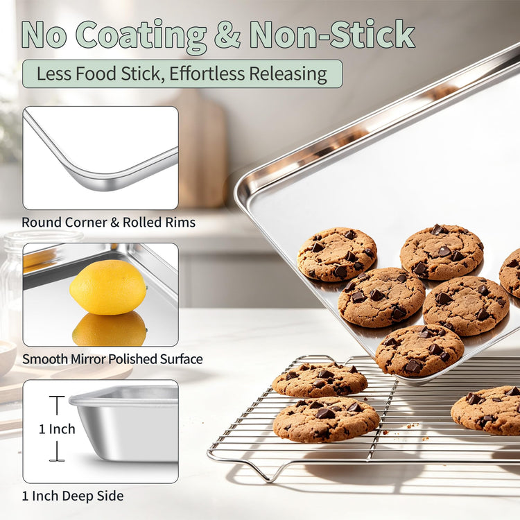Stainless Steel Baking Sheet with Rack Set (4 Count)