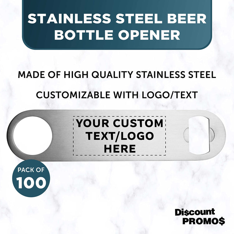 Custom Stainless Steel Beer Bottle Openers Set of 100 (100 Count)