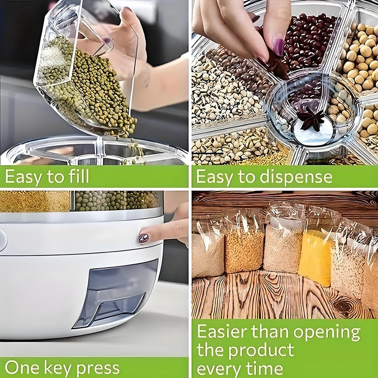 Rotating Grain Storage Bin 6 Grids Rice Container One