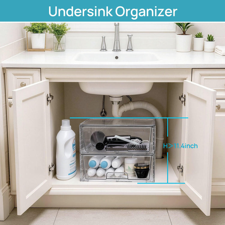4 Pack Large Clear Stackable Storage Drawers for Closet (4 Count)