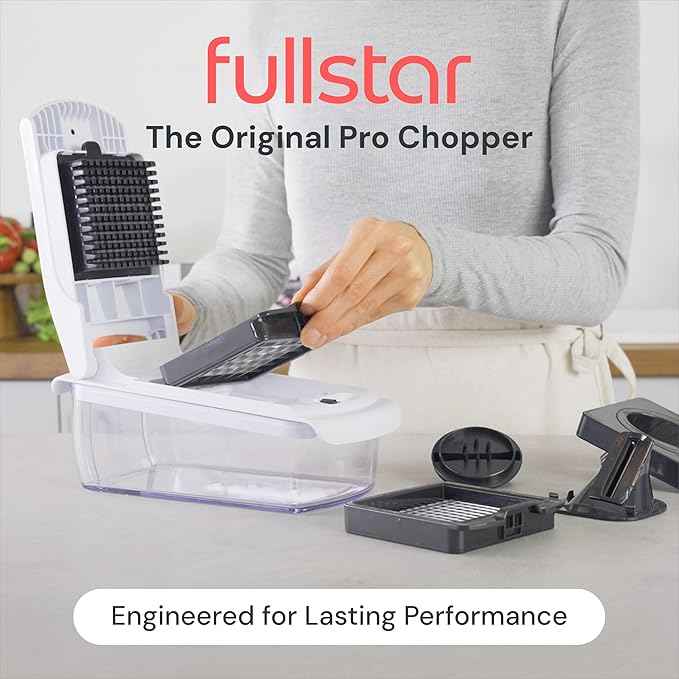 Fullstar The Original Pro Chopper - Vegetable Chopper and Dicer, Food Chopper with Container, Fruit Cutter, Kitchen Gadgets & Gifts, Home Essentials (2 in 1, White)