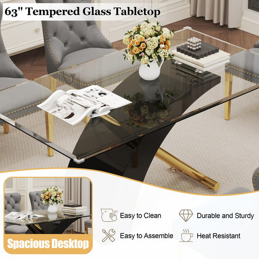 7 Piece Glass Dining Table Set for 6