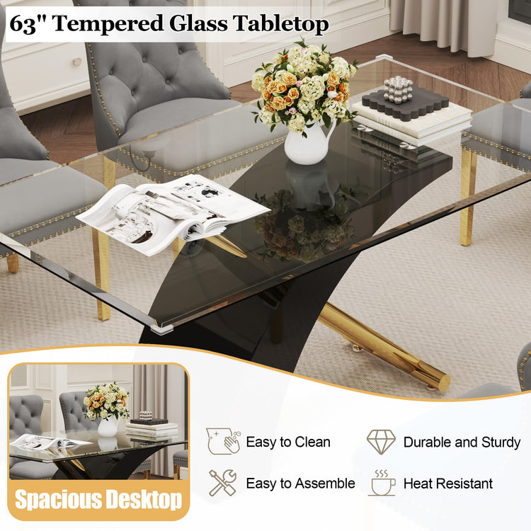7 Piece Glass Dining Table Set for 6