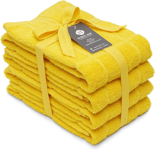 100% Cotton Terry Dish Towels, 4 Pack Plain, 16 x26 Inches, Super Soft and Absorbent Kitchen Towels, Perfect for Kitchen Cleaning and Dish Washing | Yellow - Nestoria