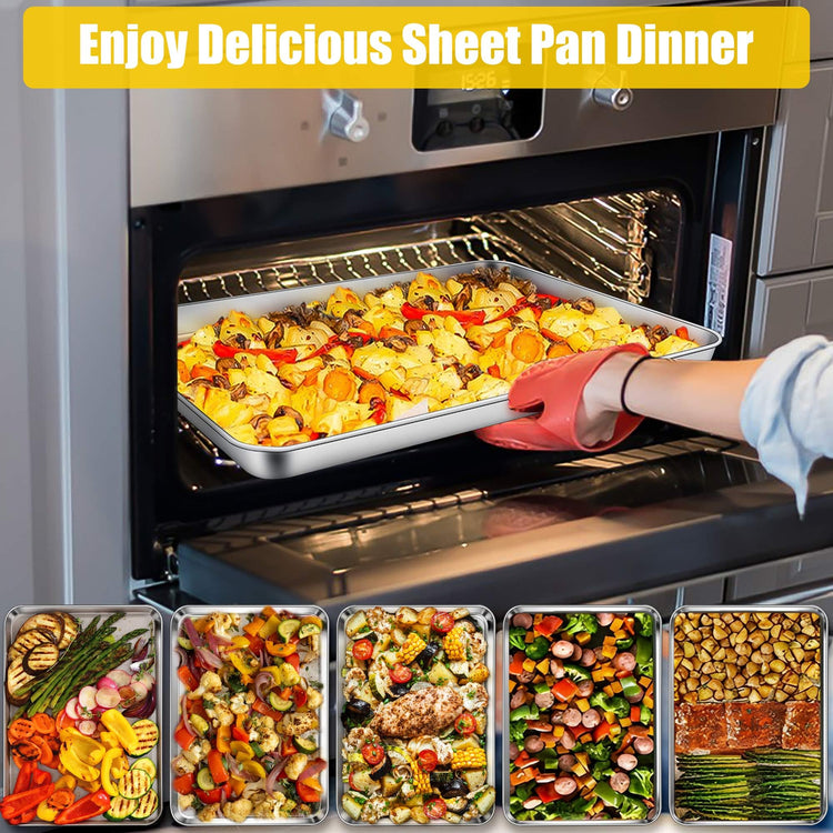 2 Pack 16x12 Inch Stainless Steel Jelly Roll Pan Set (2 Count)