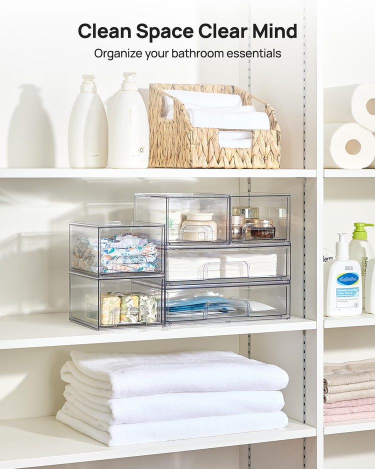 Clear Stackable Storage Drawers Set of 6 (6 Count)