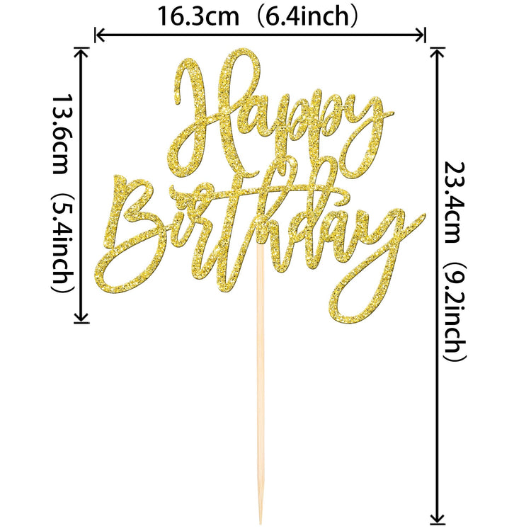 1 PCS Gold Happy Birthday & Anniversary Cake Topper