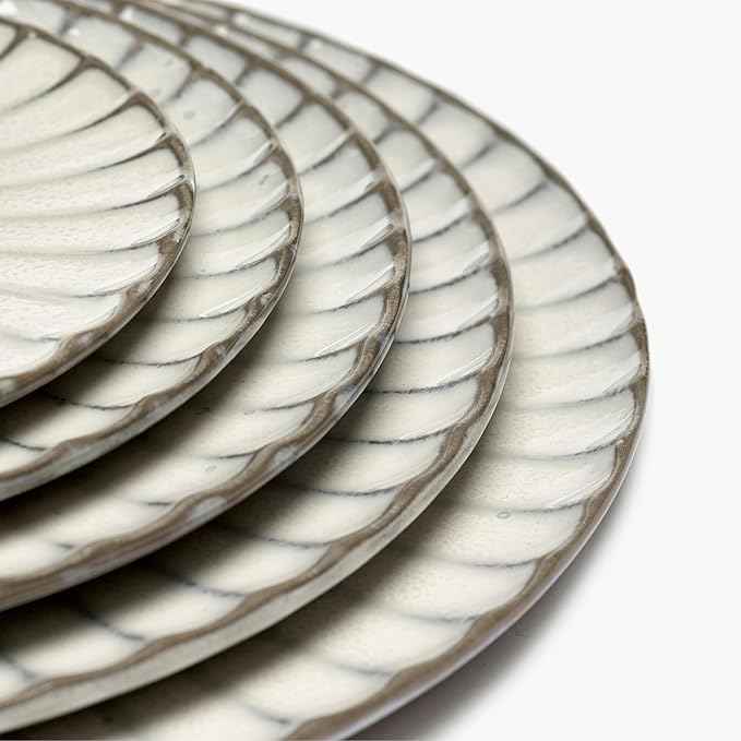 Serax White Dinner Plates | Inku Tableware by Sergio Herman | Dishes Set for 4 | Stoneware Microwave Safe Plates | Dish Set | Farmhouse Kitchen and Dinnerware Sets | Luxury, Family and Party