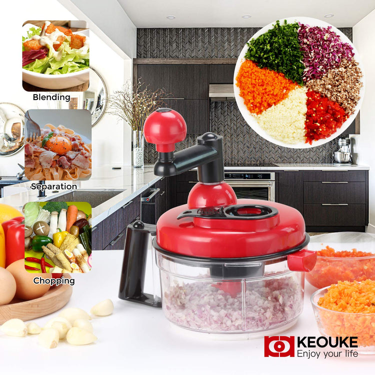 Hand Crank Food Chopper Red