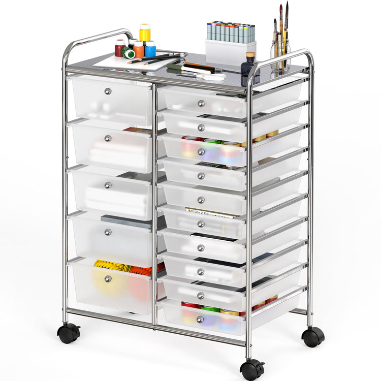 15 Drawers Rolling Utility Cart Art Craft Storage