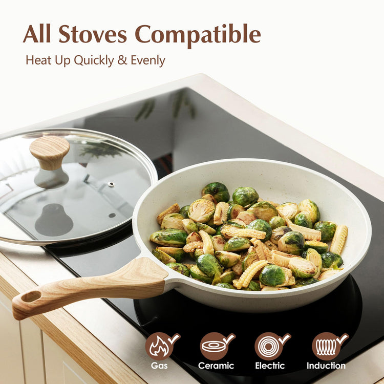 10Inch Nonstick Ceramic Frying Pan with Lid