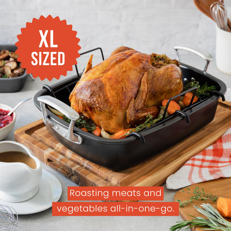 Deluxe Large Carbon Steel Roasting Pan with U