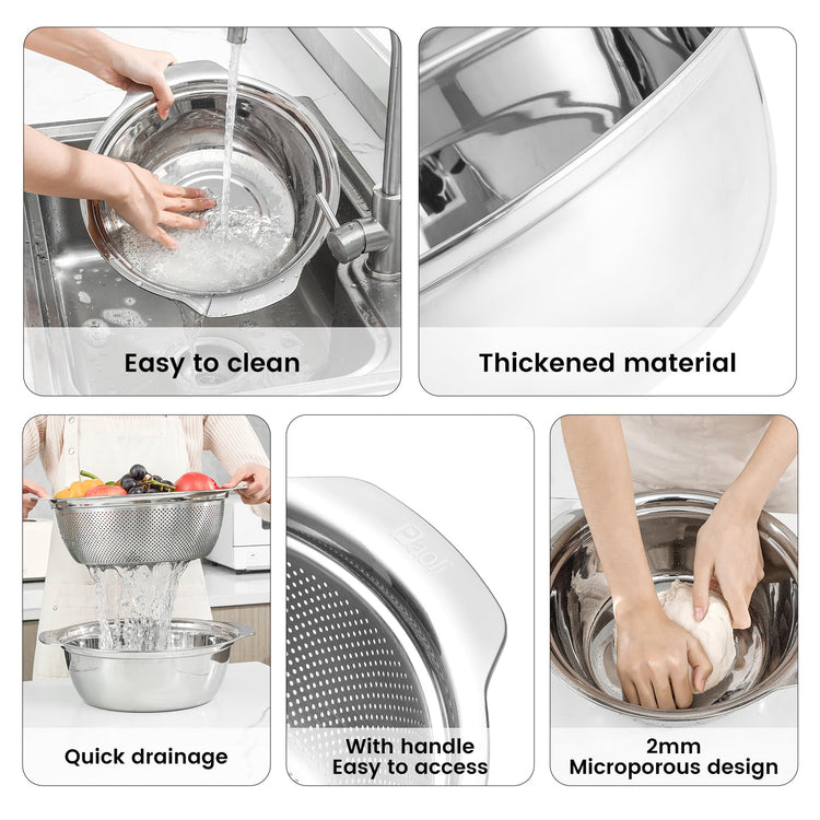 304 Stainless Steel Fine Mesh Colander Set (2 Count)