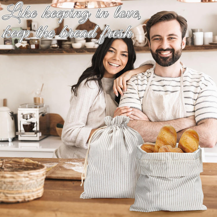 2 Pcs Linen Bread Bags for Homemade 13 x 17 Inches Sourdough Bread Container Reusable Linen Storage Bag with Plastic Saver Natural Large Storage for Artisan Bag (2 Count)