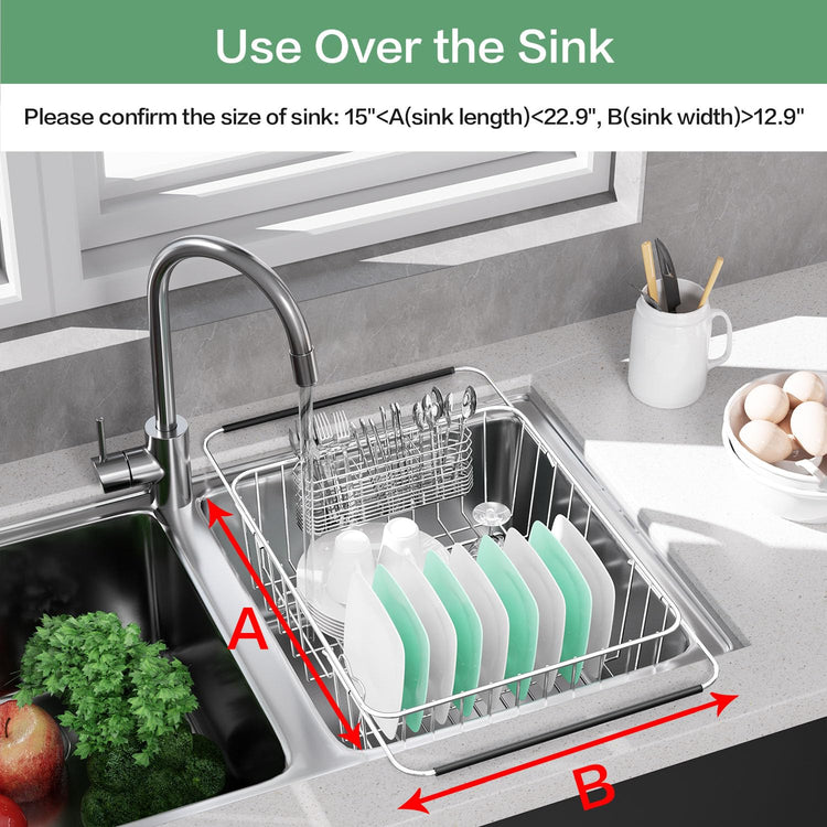 Large Dish Drainer Rack in Sink Adjustable