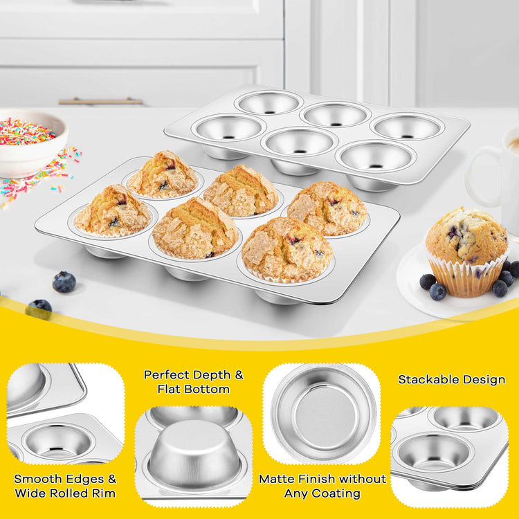 Stainless Steel Muffin Pans 6 (2.1 Count)