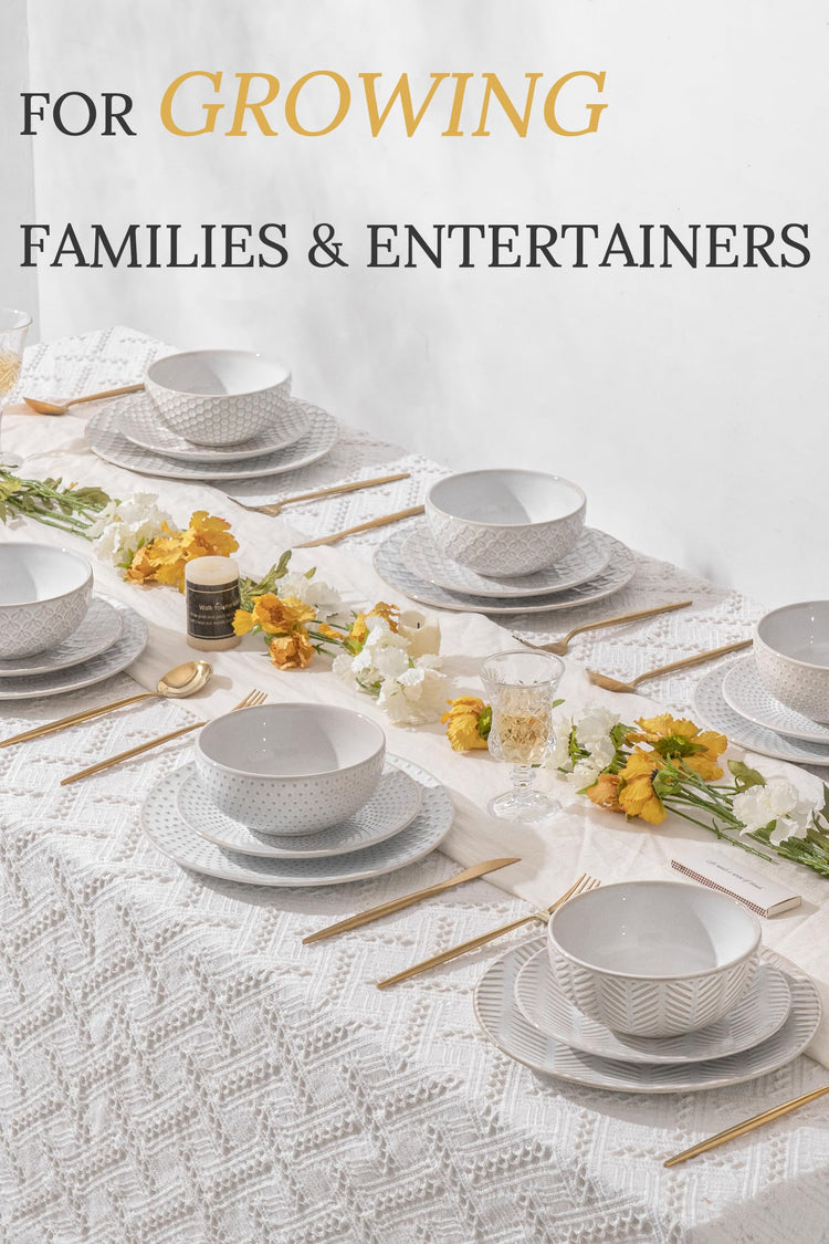 18 Piece Embossed Dinnerware Sets for 6 (18 Count)