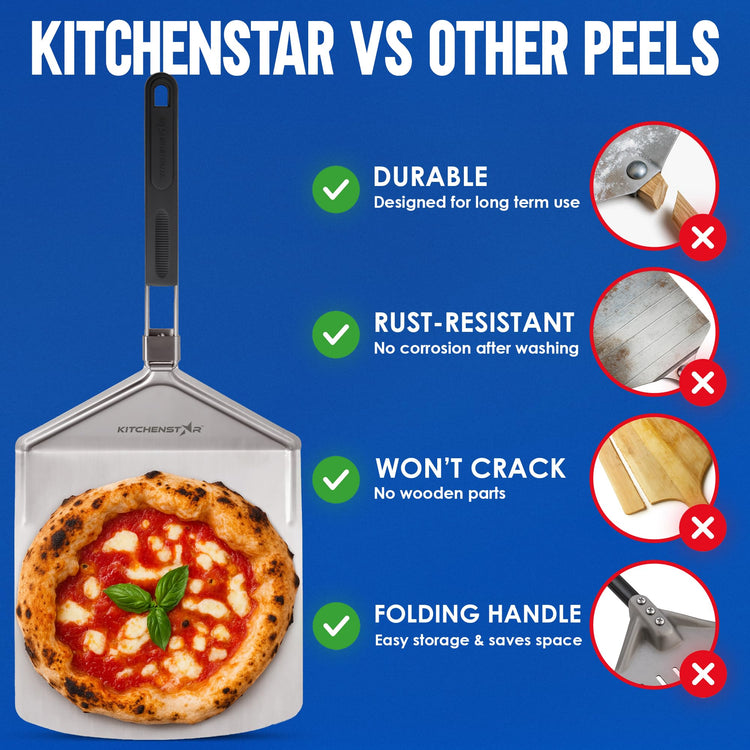 12 Inch Stainless Steel Pizza Peel with Folding Handle