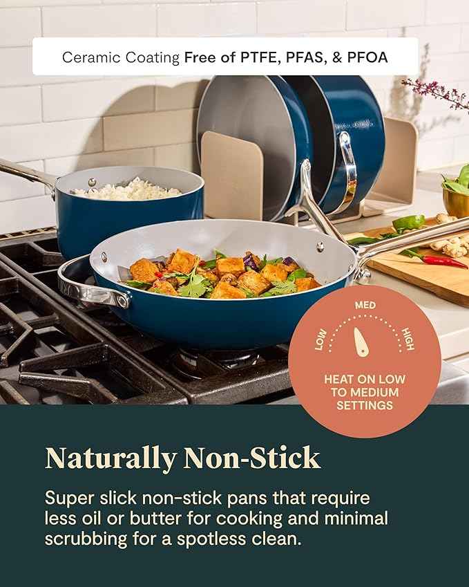 Caraway 24-Piece Nonstick Ceramic Cookware Set - Includes Fry Pans, Sauce, Sauté Pan, Dutch Oven, Petite Cooker, Stir Fry, Rondeau, Stock Pot, Lids & Storage Organizers - Marigold