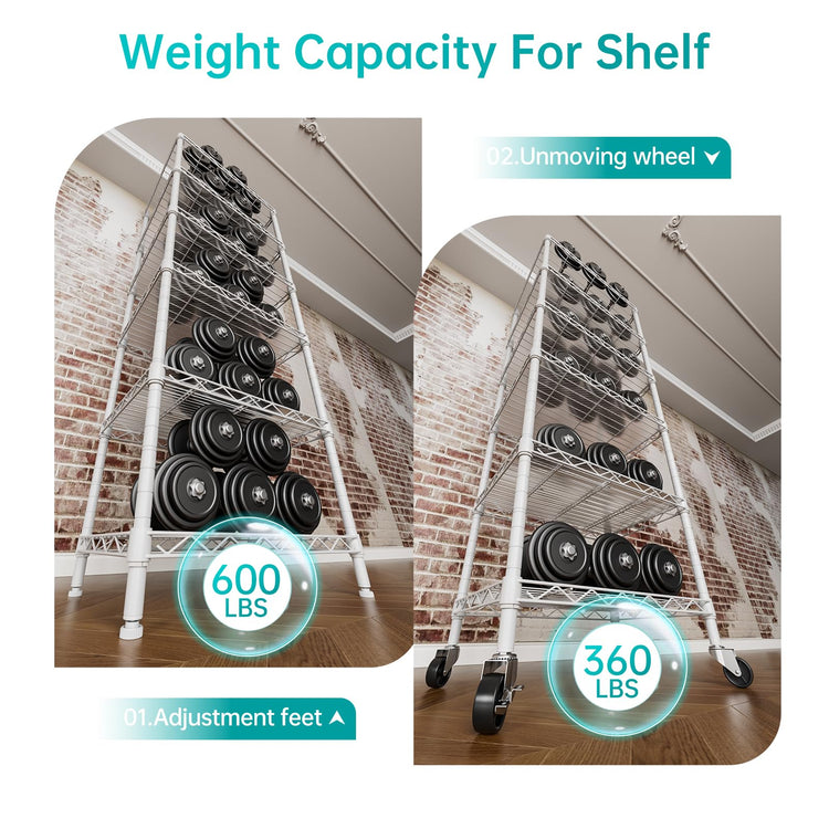 6 Small Wire Shelves Kitchen Pantry Close Home Organizers and Storage Bathroom Shelf Laundry Room Organization Adjustable Book Metal Garage Shelving Unit (6 Count)